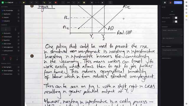 Desk marking demo - stamps and annotations on a script